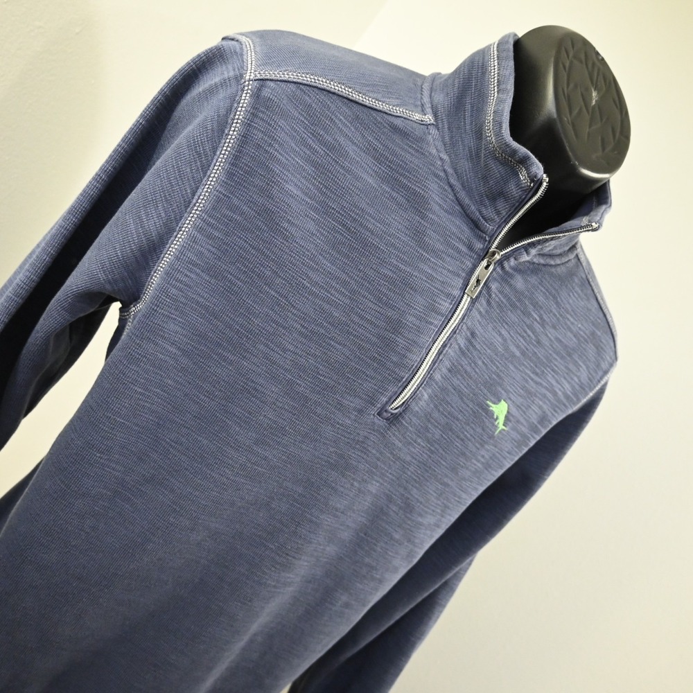 Tommy Bahama Marlin 1/4 Zip Jacket Blue Pima Long Sleeve Mens Size Medium - Picture 3 of 11